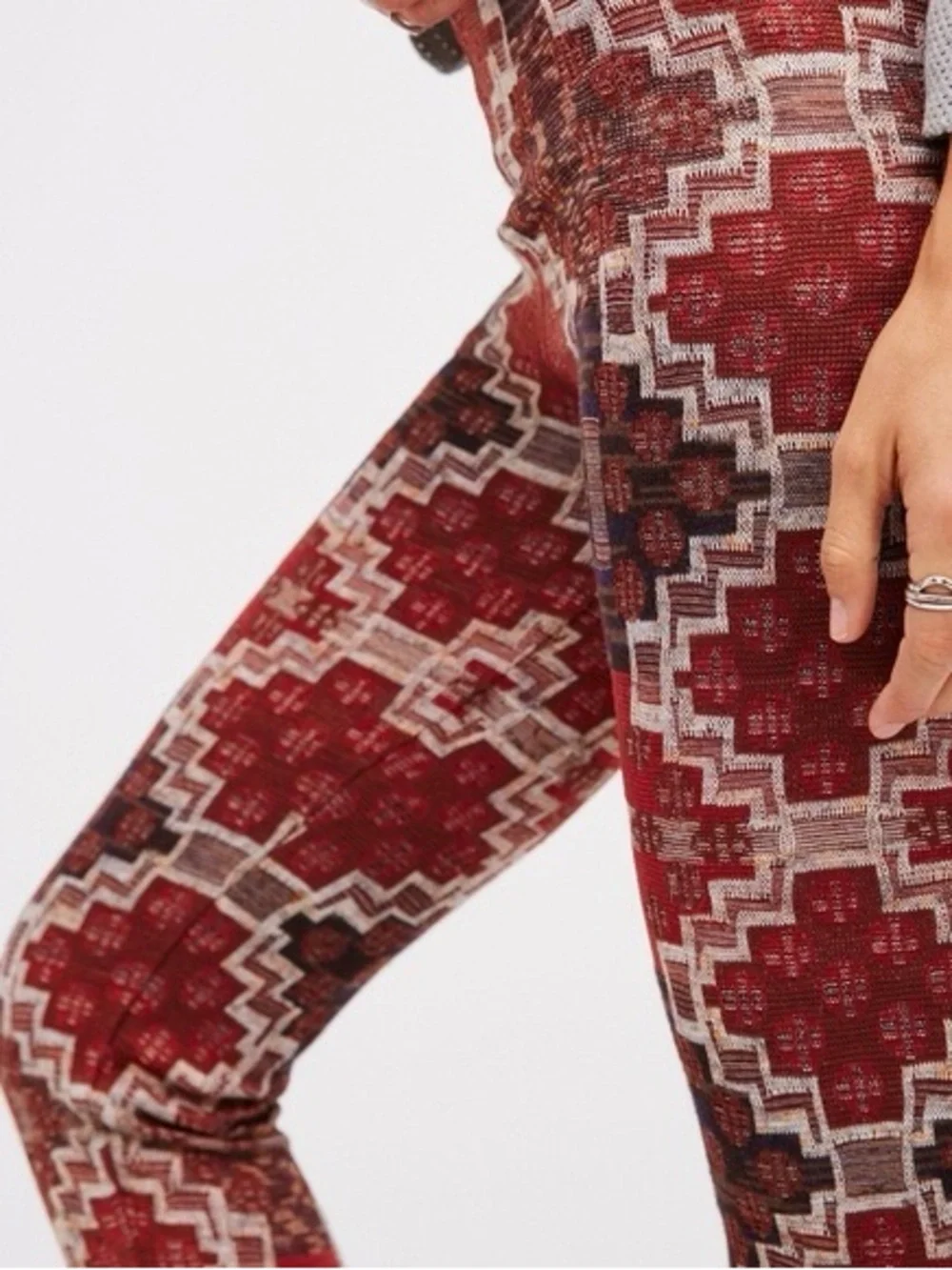 Free People Printed Knit Leggings | Boho Aztec Southwest Pattern | Size M